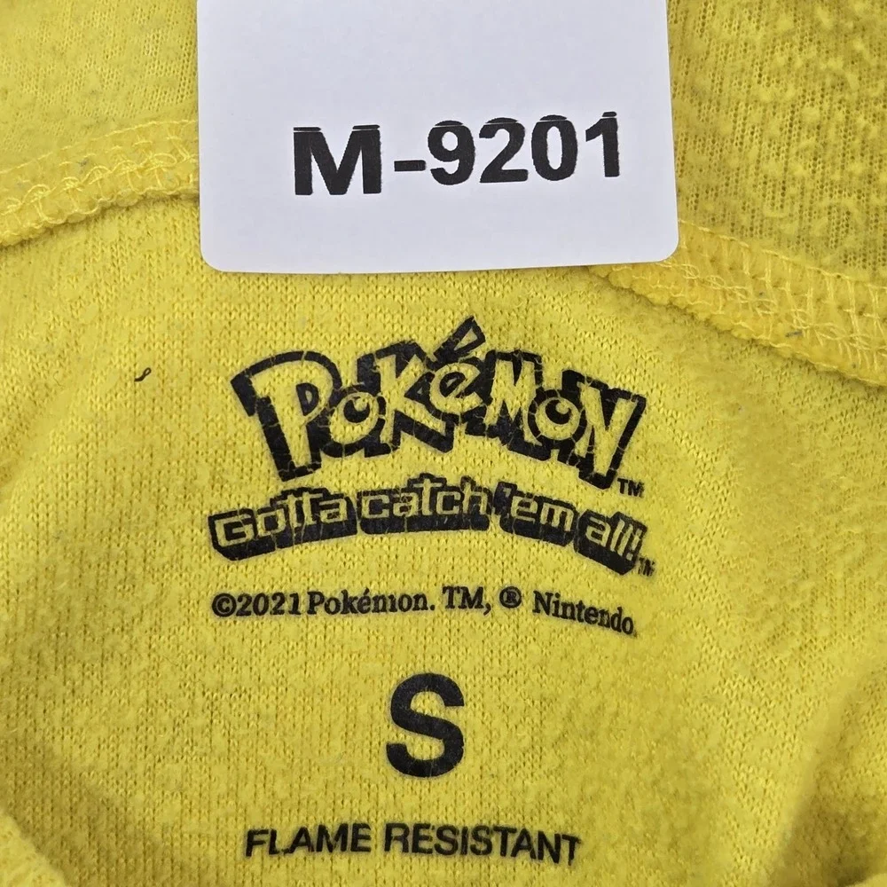 Pokemon‎ Kids Sleepwear S Yellow One Piece Graphic Print Fleece Pikachu Pokeball